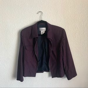 Vintage purple/black checkered zip-up jacket sz6